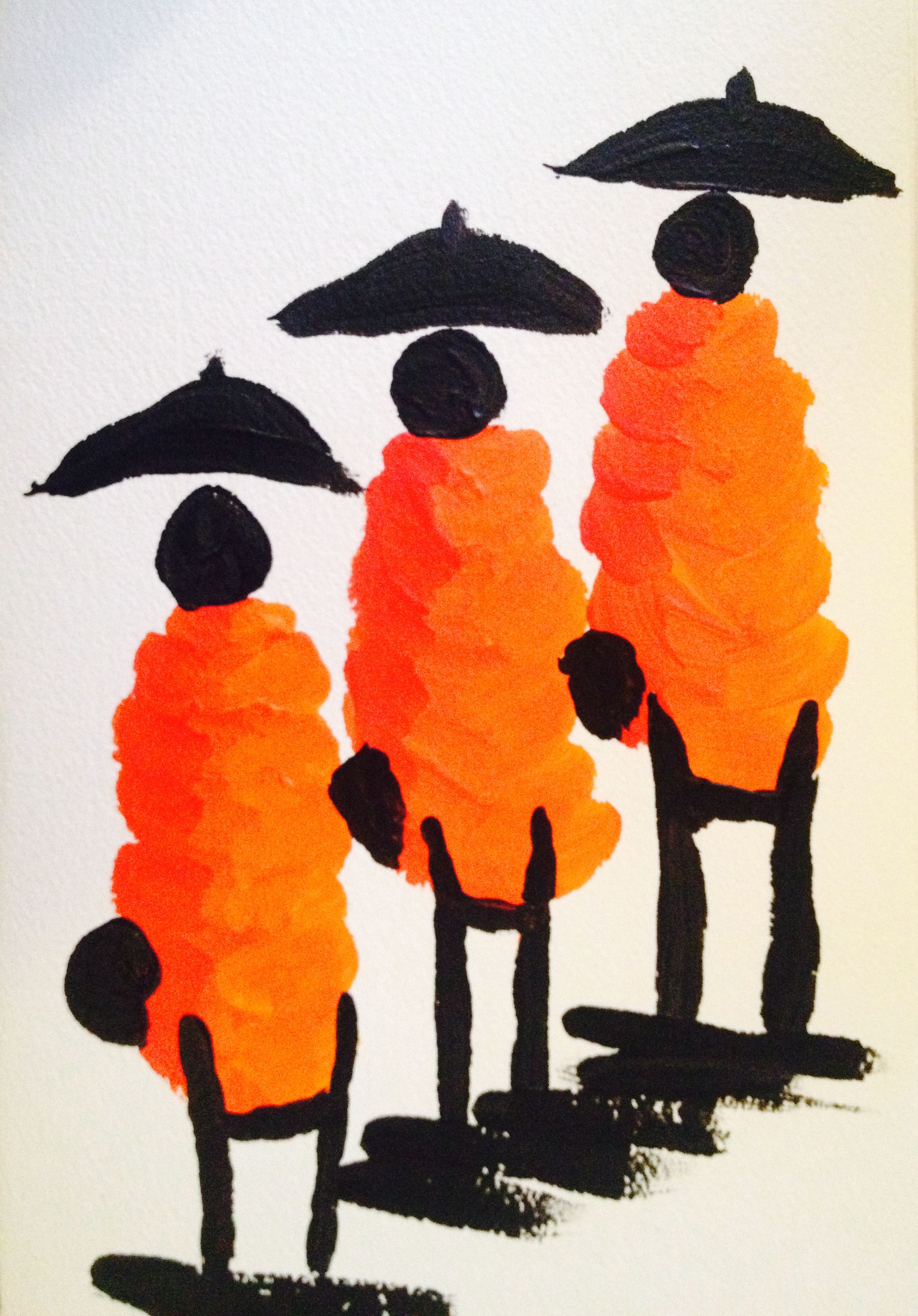 Laos Monks with Umbrellas
